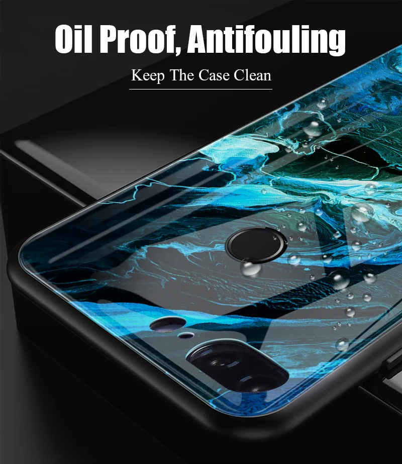 Hisomone Marble Phone Case On For Huawei Honor 9 Lite Texture Tempered Glass Back Case Cover For Huawei P Smart P20 Lite
