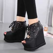 Fashion Summer Muffin Thick Wedges Women Pumps 2017 Waterproof 15CM High Heels Pumps Four Seasons Shoes