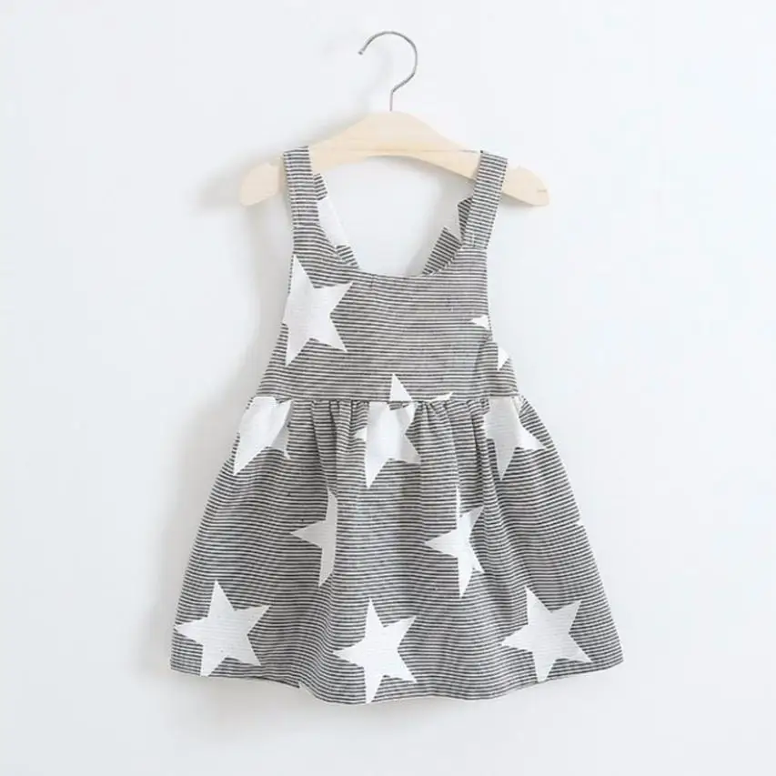 

TELOTUNY Toddler Baby Kids Girls Summer Sleeveless Beach Sundress Star Stripe Party Dress For Girls Dress JAN24