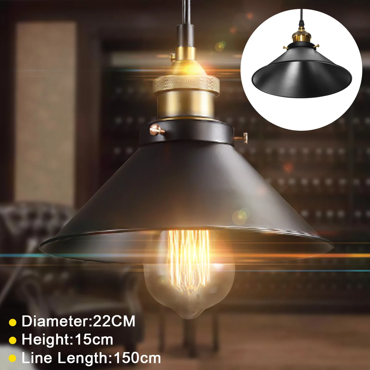 Vintage Ceiling Light Loft Industrial Edison Bulb Iron ...
