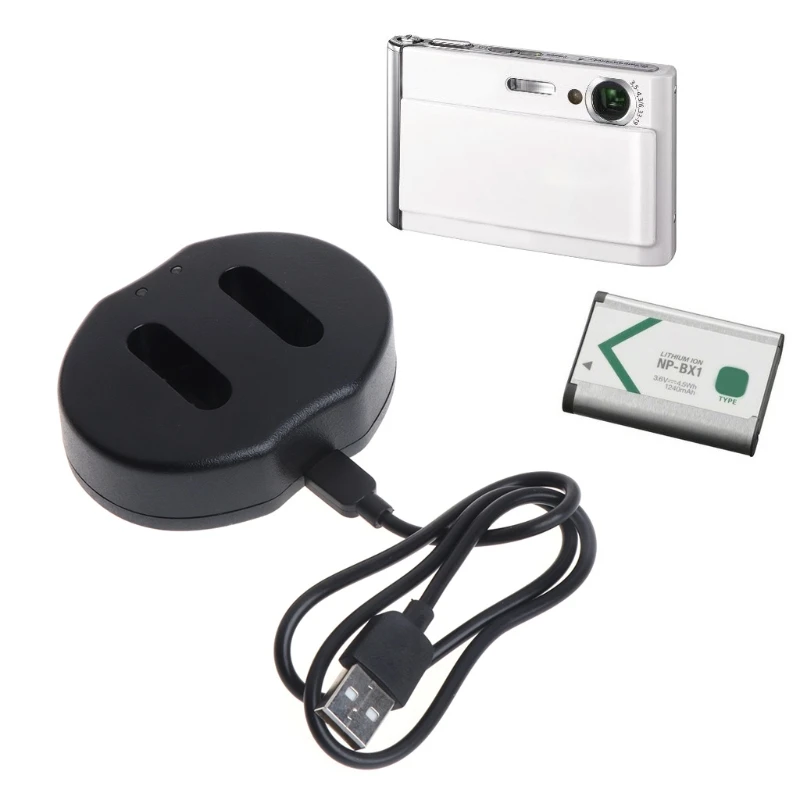 

OOTDTY NP-BX1 Dual USB Battery Charger For Sony RX100 II III HDR-AS100V AS15/10 Camera