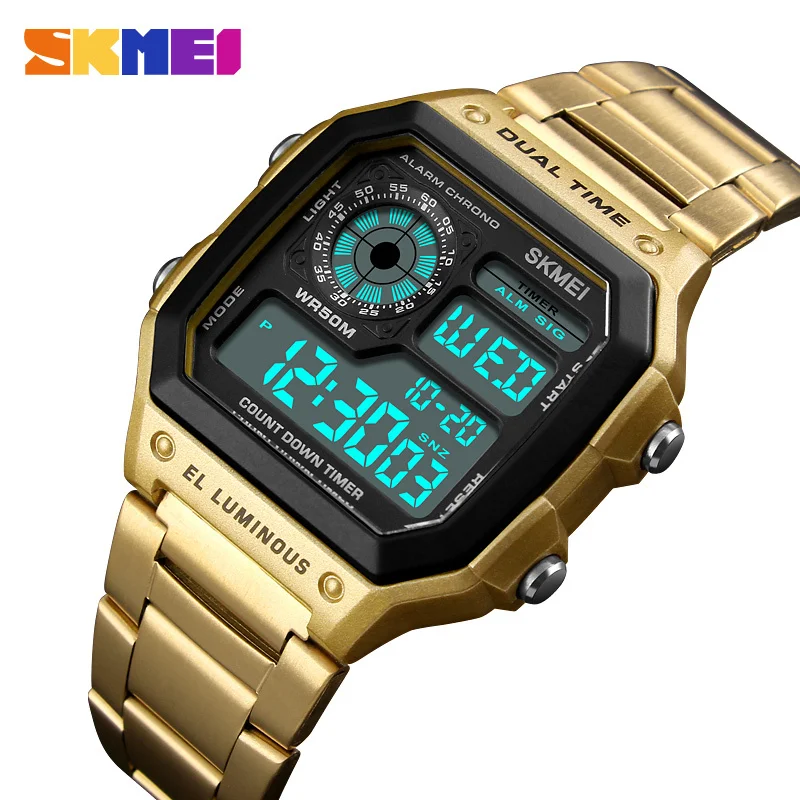 

SKMEI Sport Watch Men Digital Fashion Watches 2 Time Chrono Countdown Alarm 50M Waterproof Wristwatches Relogio Masculino saat