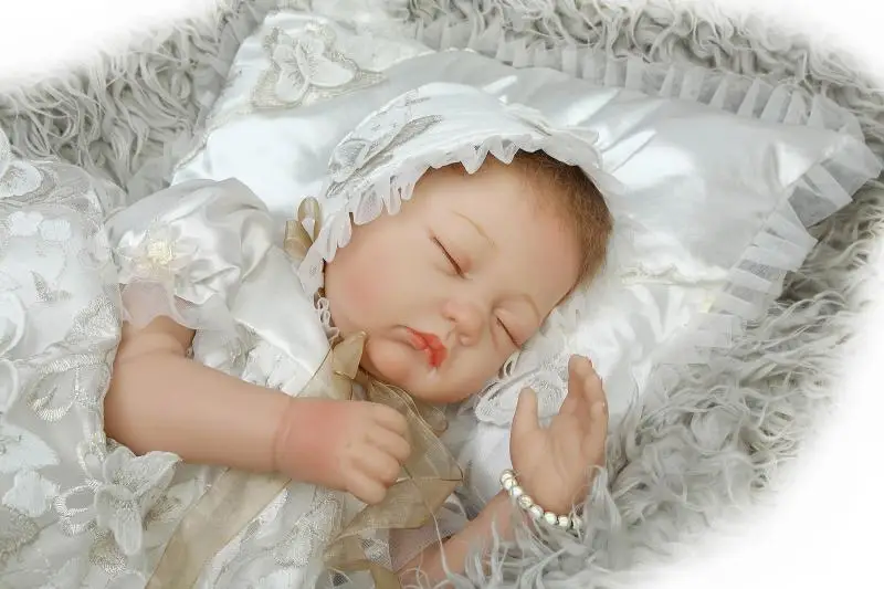 55cm Soft Body Silicone Reborn Baby Dolls Toy For Girls Exquisite Sleeping Newborn Babies Bedtime Toy High Quality Birthday Gift