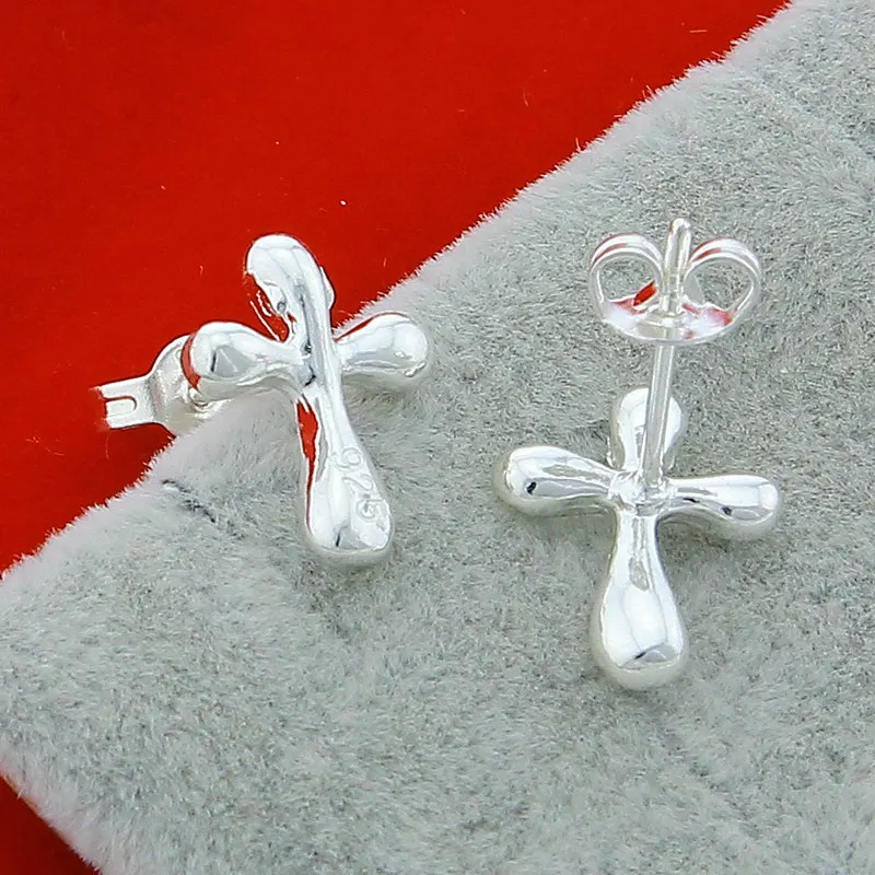 

Simple Christian Cross 925 Silver Earrings Jewelry