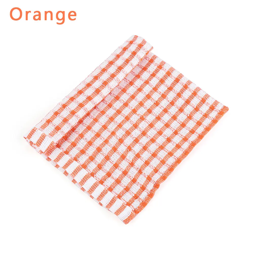 1PC Cleaning Cloth Soft Tea Towels Terry Cotton Kitchen Dish Cloths Clean Microfibre Absorbent Non-stick loth Size 40*27*0.5cm - Цвет: orange