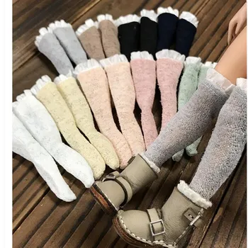 

1/6 BJD Doll Stockings Socks for Blythe Azone Licca Obitsu Momoko Doll Accessories,Knitted Cotton Doll Stocking with Lace 1 Pair