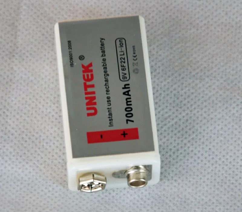 

UNITEK 1pc 6F22 9V 700mah charged by usb cable rechargeable lithium battery 700mAh li ion cell for wireless microphone 9V cell