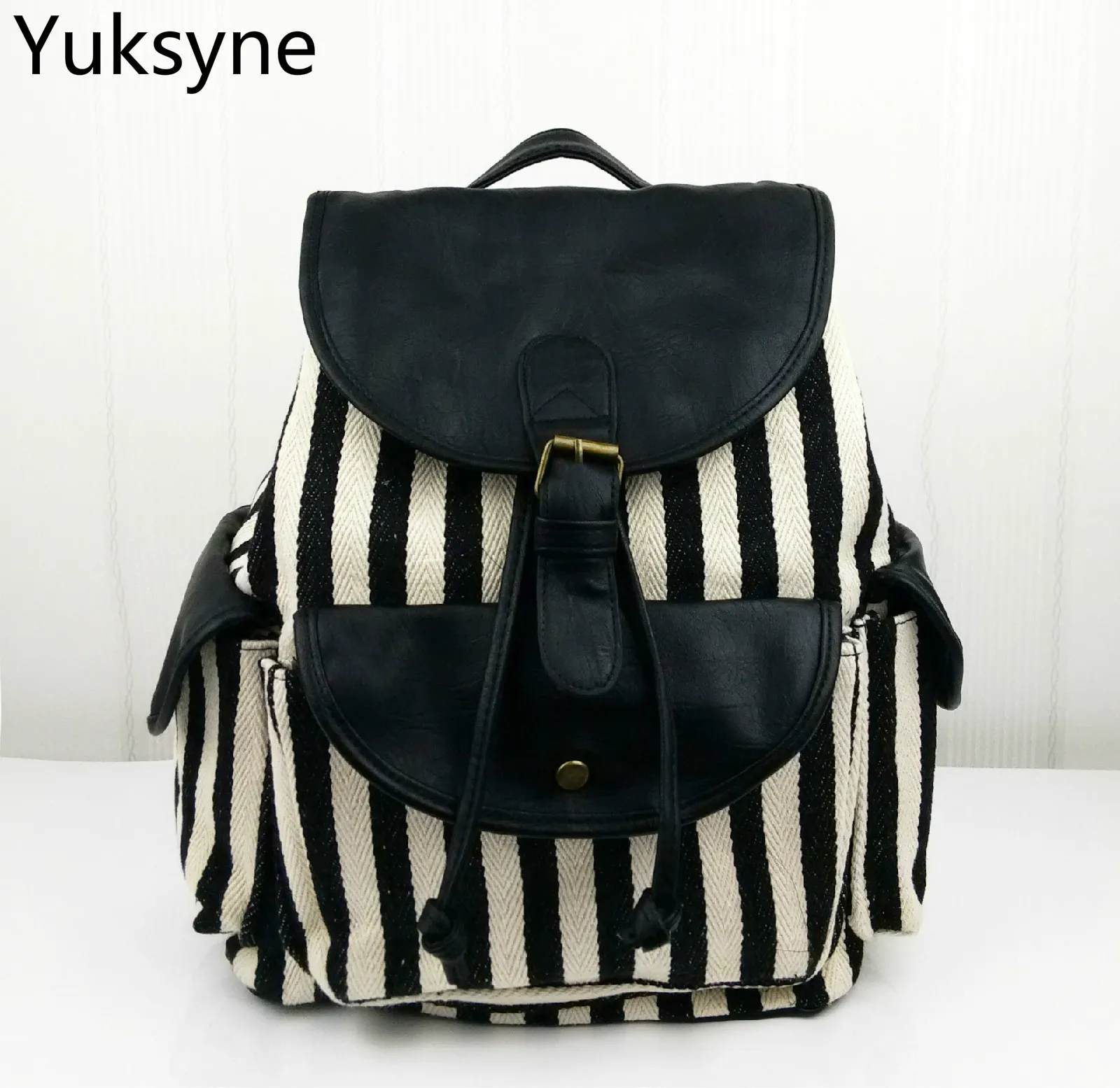 Hot Sale Casual Mochila Canvas Women Backpack Stripes Printing Large Capacity School Backpack Laptop Bag Notebook