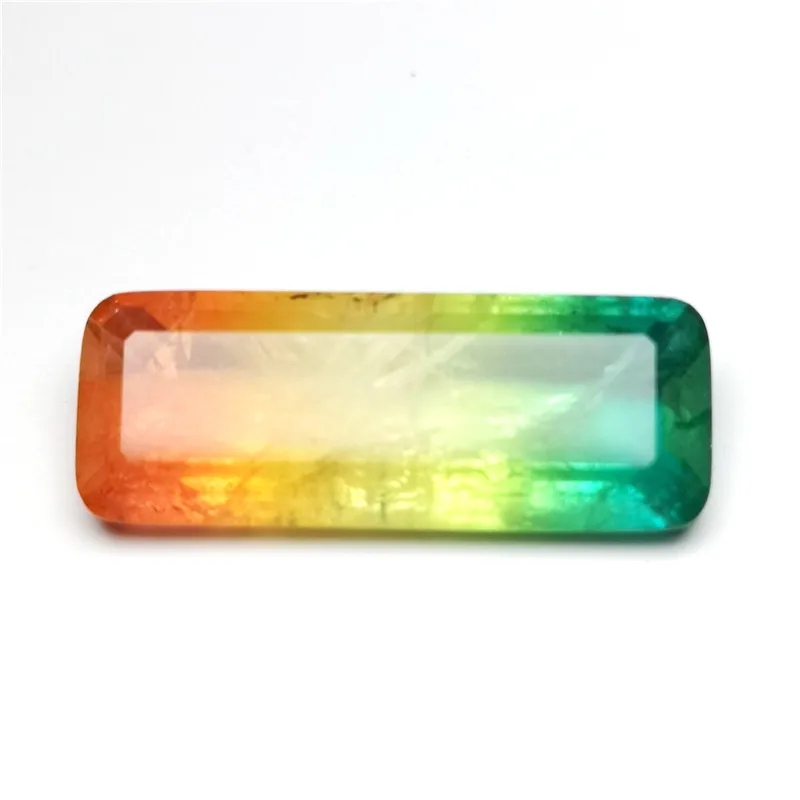 

With cotton rectangular shaped 9X24mm three colors tourmaline Octagon step cut assembled stone cushion for DIY making