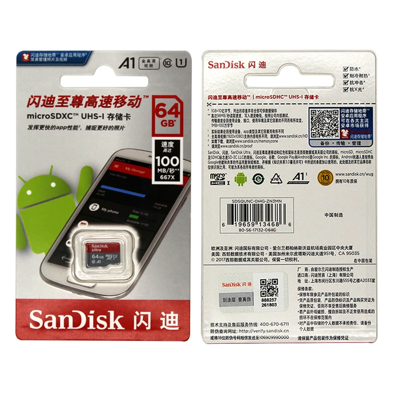 Реальная емкость Sandisk Карта Micro Sd Class10 16 ГБ 32 ГБ 64 ГБ 128 ГБ 80 МБ/с. TF карта карты памяти флэш-памяти stick