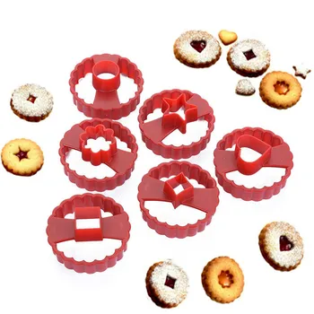 

6 Pcs Plastic Cookie Cutter Set DIY Sugarcraft Fondant Linzer Cutters Resuable Biscuit Cookie Mold Cake Decorating Baking Tools