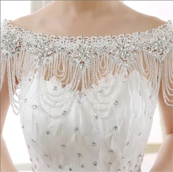 

2019 Crystal Bling Bling Beaded White Bridal Wraps Beading Lace Bateau Wedding Shawl Jacket Bolero Wrap Bridal Wedding Wrap
