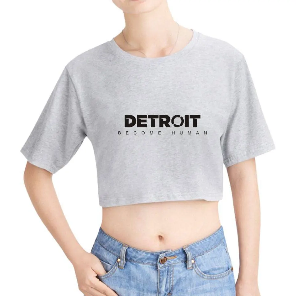 2018 New Detroit Become Human T shirt Crop Top Hot Game 100% Cotton Short Sleeve T-shirt Summer Casual Tshirts Women Clothes