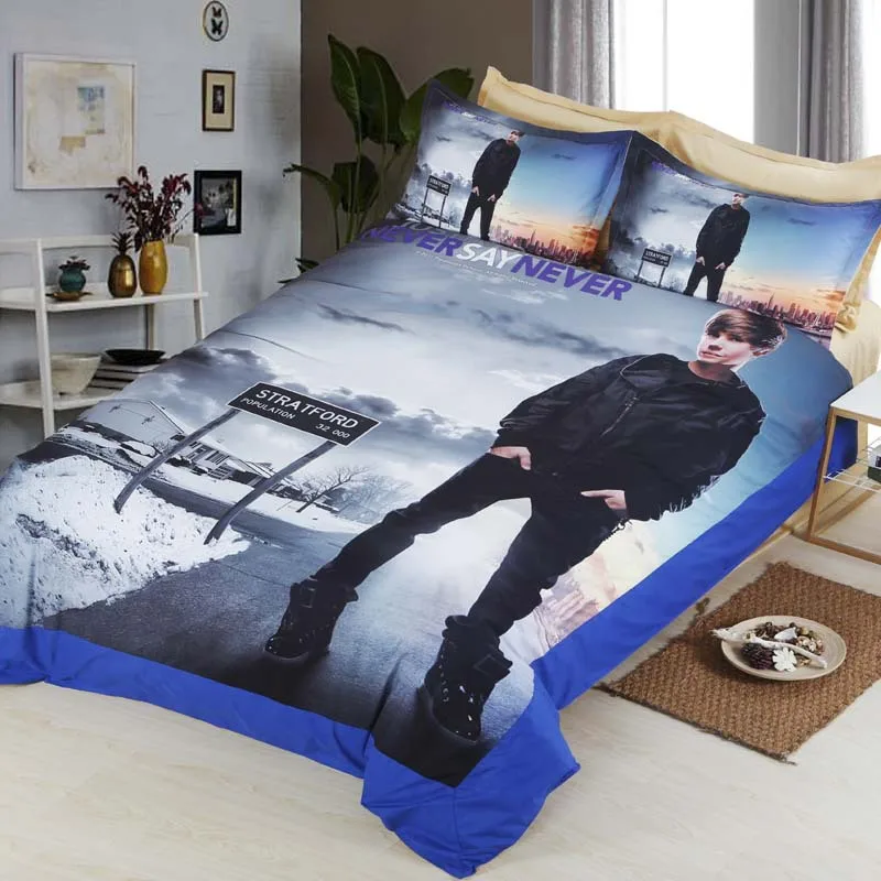 Dream Ns Justin Bieber Bedding Set Soft Fiber Flat Sheet Duvet Cover Dream Ns Justin Bieber Bedding Set Soft Fiber Flat Sheet Duvet Cover Sets Famous Singer King Queen Size Double Bed Bedclothes In From Home