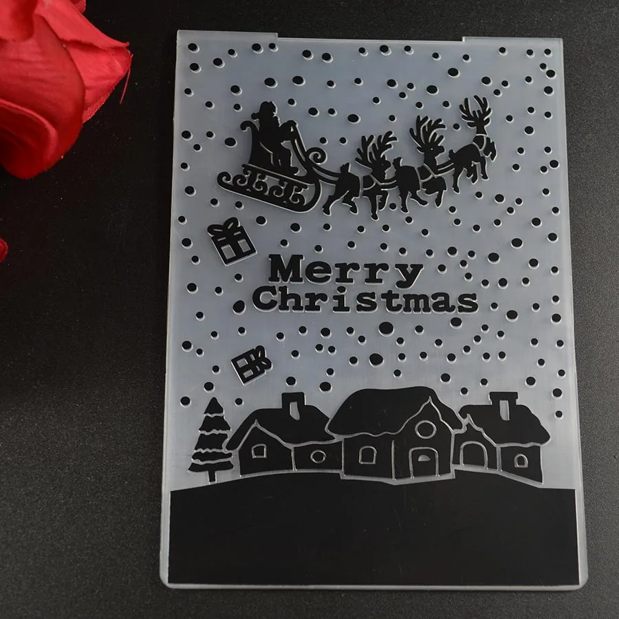 Рождественская маленькая деревенская тисненая папка фон для DIY Скрапбукинг декоративная карточка с тиснением изготовление