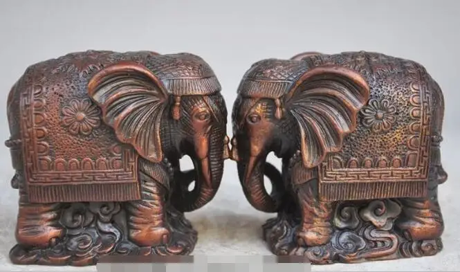 

S2478 chinese bronze fengshui animal Elephant Auspicious lucky statue Sculpture pair discount 30% (C0324)