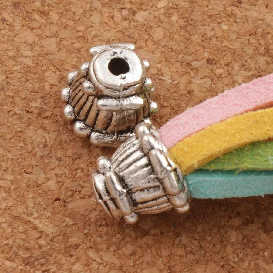 Dots Bell Cone End Caps Bead Cap 9.3x9.4mm 200pcs Antique Silver