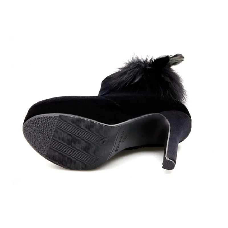 De Plus Avec Noir 0219 Extérieur Fine Velours Épais D'hiver Bottes 2018 Femmes Commerce Talon Ljj Z0qA8W