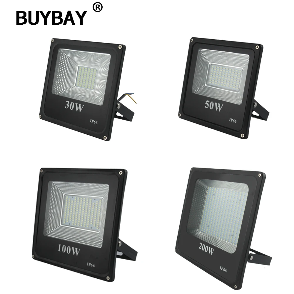 

BUYBAY LED Floodlight 220V IP66 Waterproof Spotlight 30W 50W 100W 200W Led Flood Light for Outdoor Garden Billboard Project Lamp