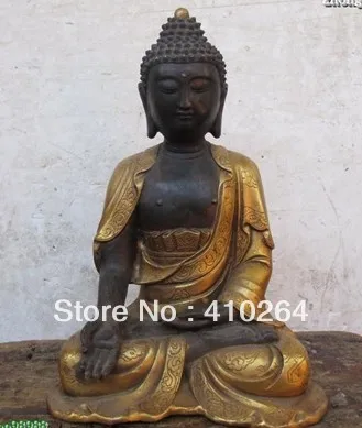 Tibet Buddhism Vintage Bronze Gild Treasure Sakyamuni Tathagata Buddha Statue | Дом и сад