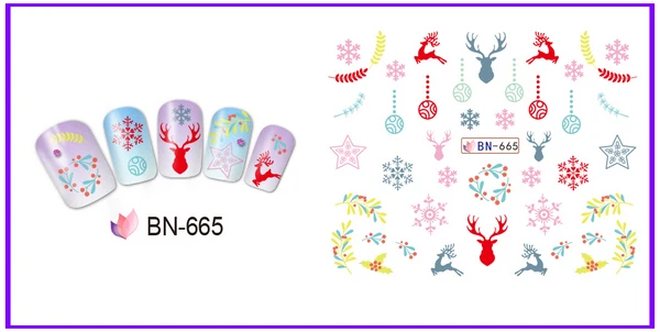 UPRETTEGO 12 упаковок/lot дизайн ногтей Красота воды Наклейка ползунок виниловые наклейки на стену с рисунком; Рождественский костюм с принтом снежинки; шаровой BN661-672