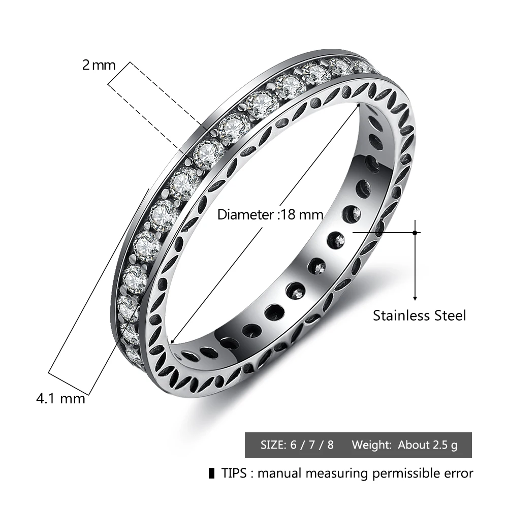 Classic Soild 925 Sterling Silver Rings For Women A Row Cubic Zirconia Elegant Wedding Jewelry Gifts For Her (JewelOra RI102871)