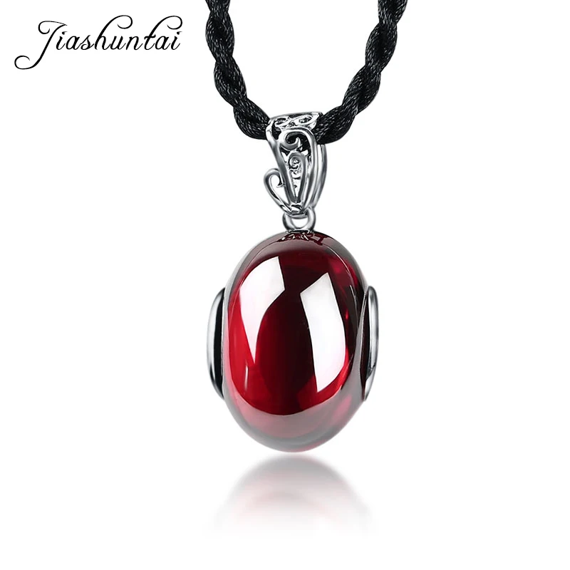 

JIASHUNTAI Retro 100% 925 Silver Sterling Pendant Necklace Natural Stones Jewelry For Women Vintage