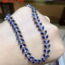 Браслет из стерлингового серебра 925 пробы с натуральным сапфиром Bkuan