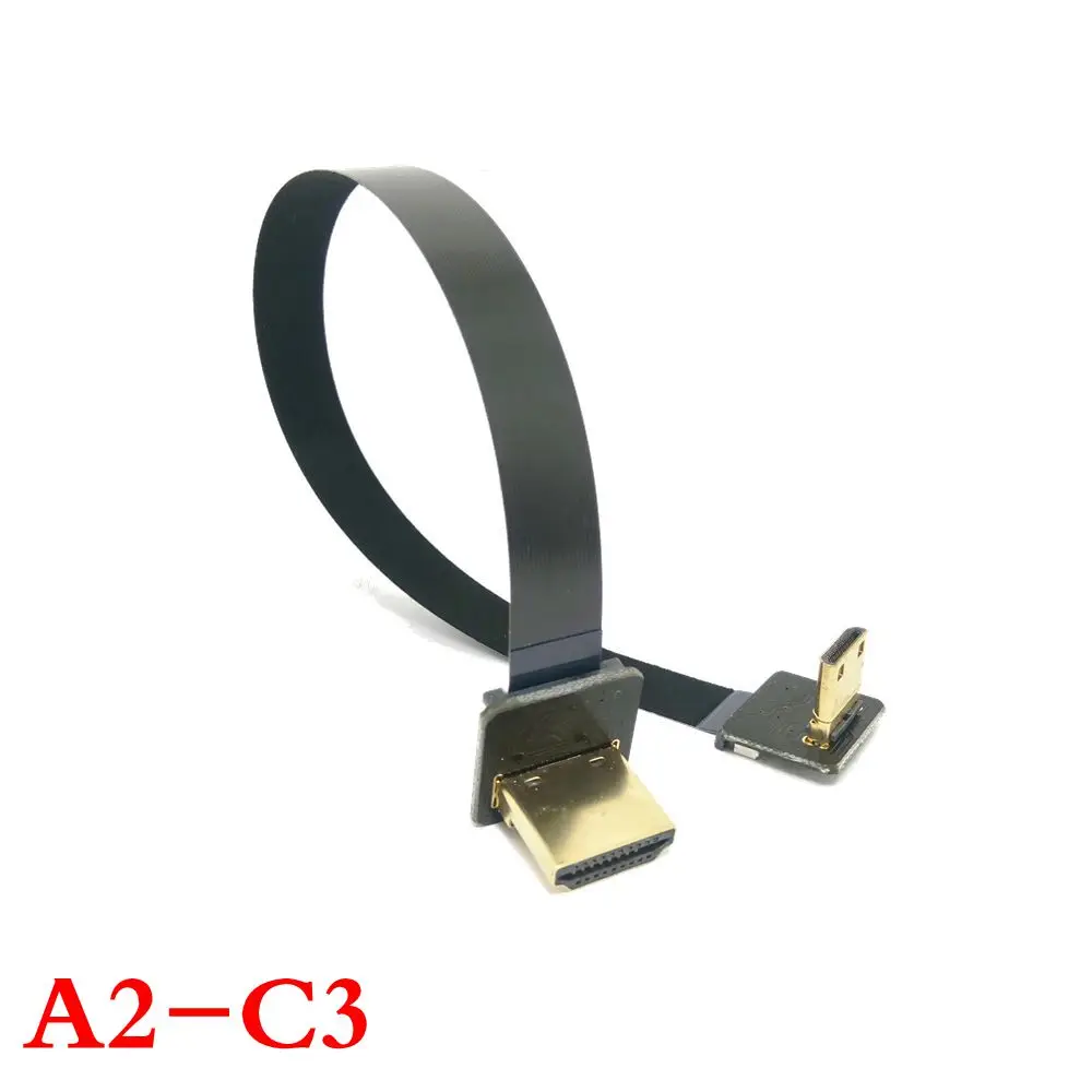 5cm-80cm 90 Degree Up Angled FPV Mini HDMI Male to HDMI Male FPC Flat Cable for Multicopter Aerial Photography