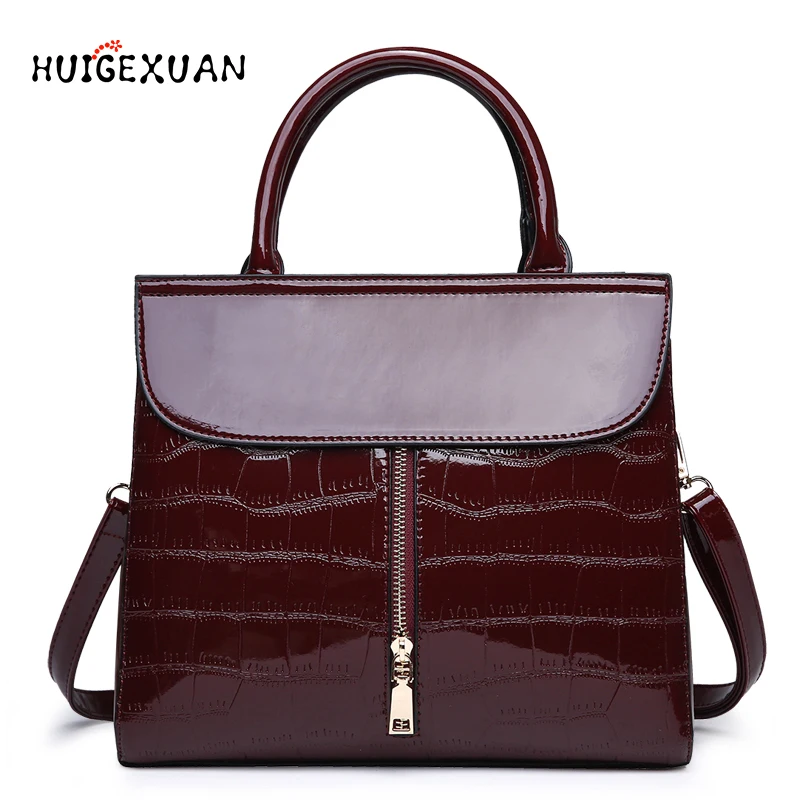 

2018 New High Quality PU Leather Luxury Handbags Fashion Stone Pattern Genuine Bags For Women Shoulder Bags Sac A Main Black Red