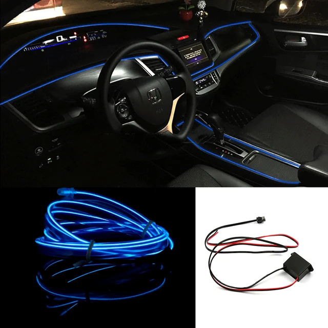 car Lights Dance Party Car Decor Light Flexible EL Wire blue lamps Rope