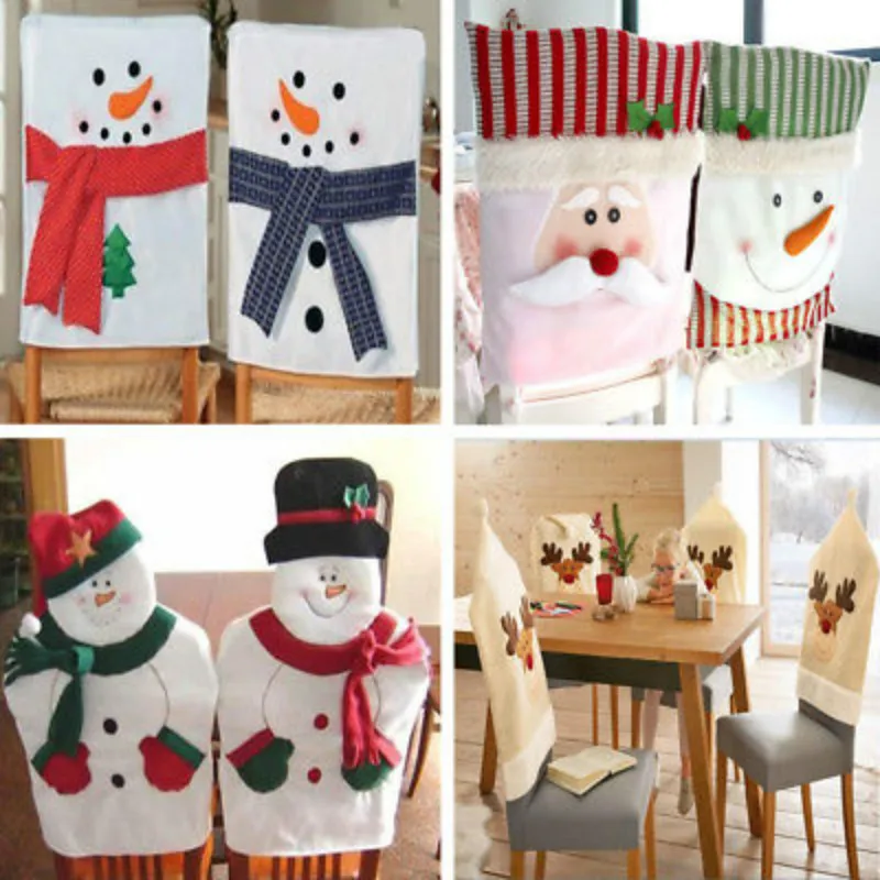 Christmas Party Seat Chair Covers Cases Dinner Table Santa Hat Home Decor Ornaments Gifts Xmas Decorative