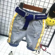 Штаны для мальчиков детская джинсовая одежда новые летние шорты для мальчиков легинсы длиной до колена, повседневные брюки-Капри из хлопка для больших детей