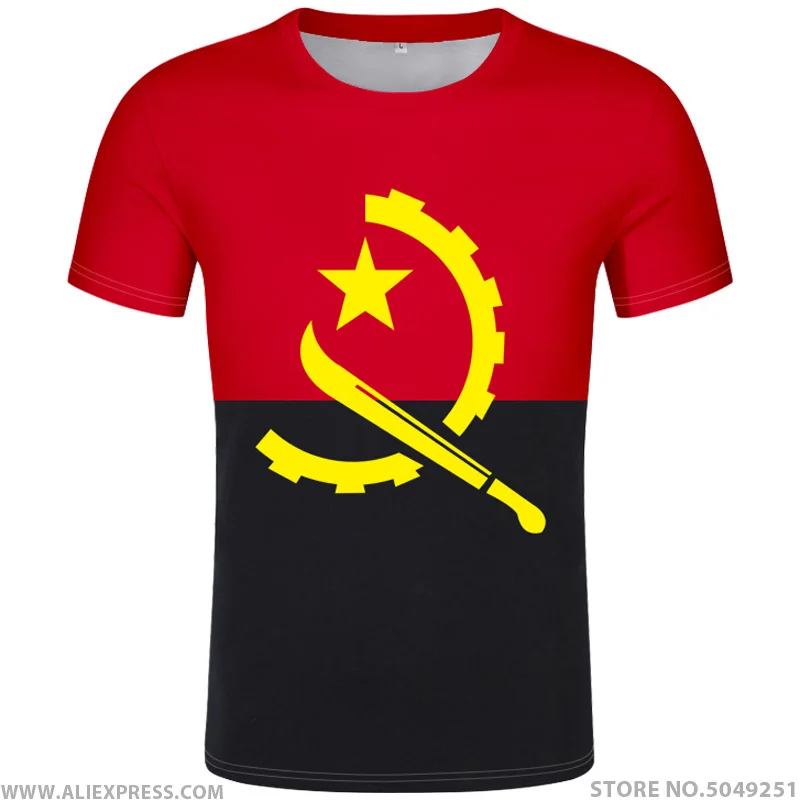 

ANGOLA t shirt free custom made name number white black flags red ao ago diy t-shirt print portuguese text word Angolan clothing