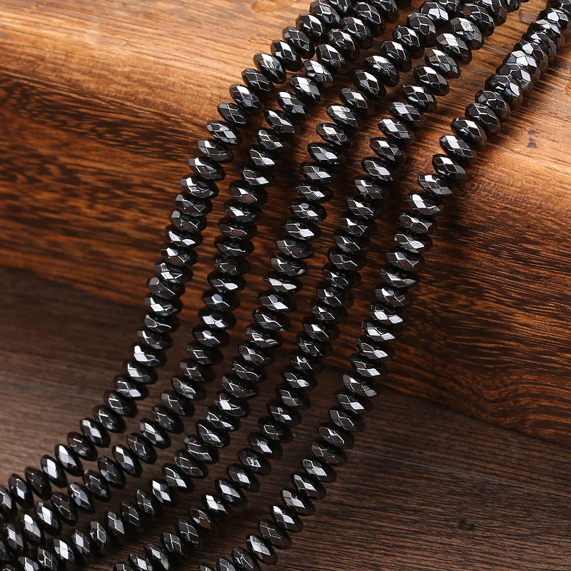 

KANGKANG Black Hematite Beads For Jewelry Making 4 6 8MM 15" Per Strand Pick Size DIY Bracelets Necklace