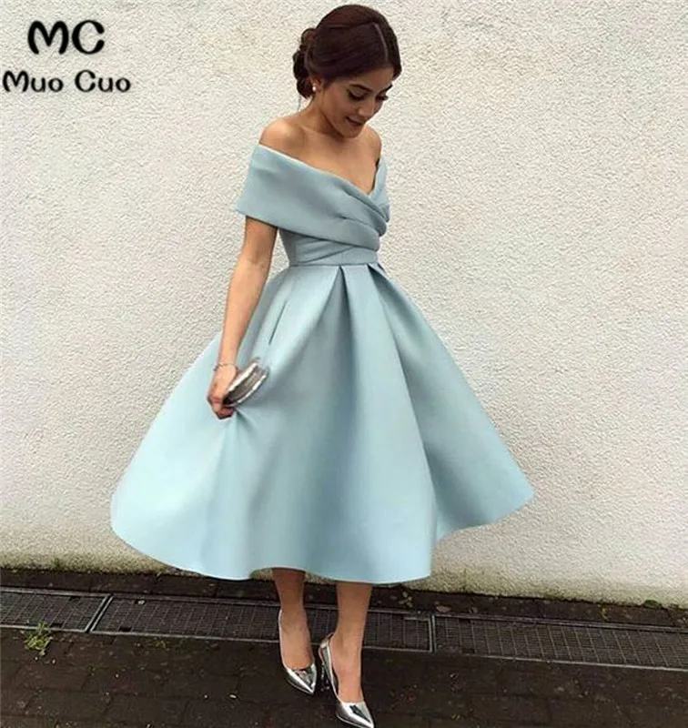 

Ball Gown 2019 Ready Off Shoulder Graduation Homecoming Dresses with Pleat Evening Dress Homecoming Cocktail Party Dress Short