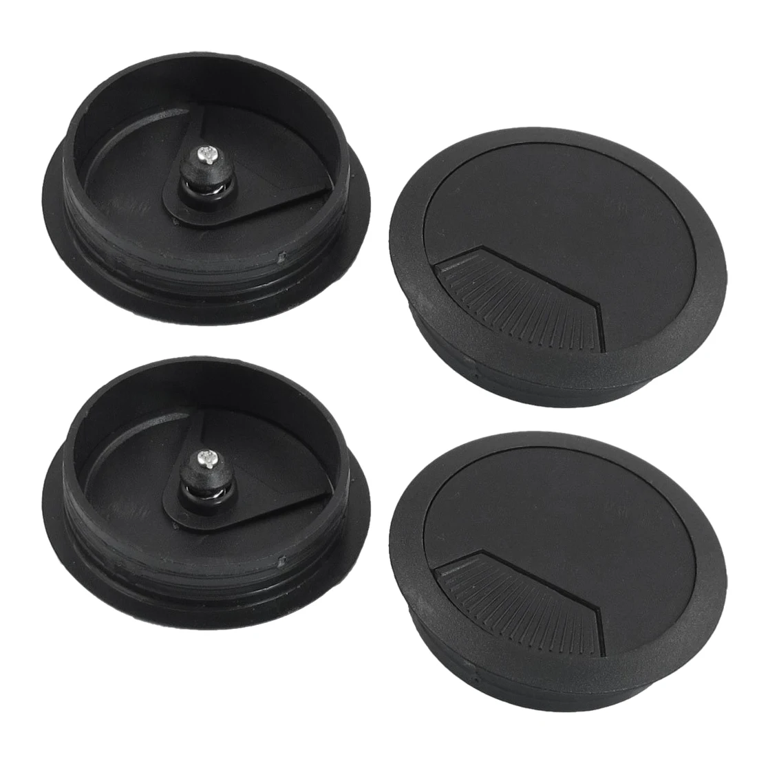 

4x Desktop Computer Plastic Black Grommet Cable Hole Cover 2.4" Dia