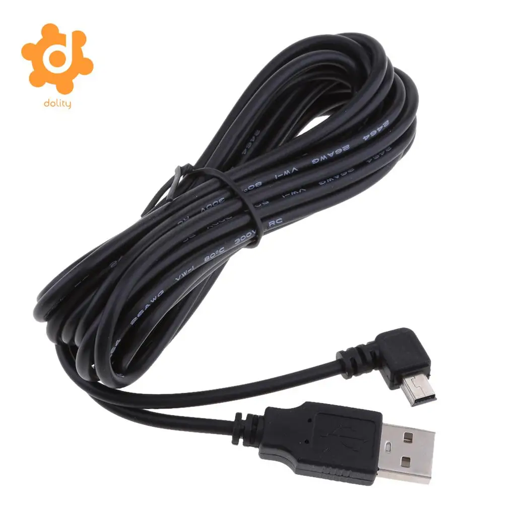 dolity 5V 2A Mini USB Charger Cable 90 Degrees Left Bend DVR GPS Chargring Cable