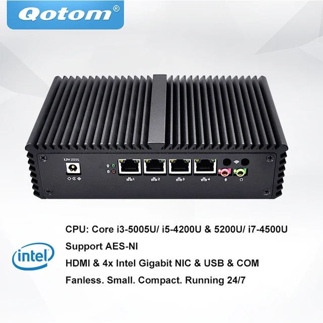 Best Price QOTOM Pfsense Mini PC with Core i3 i5 i7 processor and 4 Gigabit NICs, support AES-NI, Serial, Fanless Mini PC PFSense Best Price QOTOM Pfsense Mini PC with Core i3 i5 i7 processor and 4 Gigabit NICs, support AES-NI, Serial, Fanless Mini PC PFSense