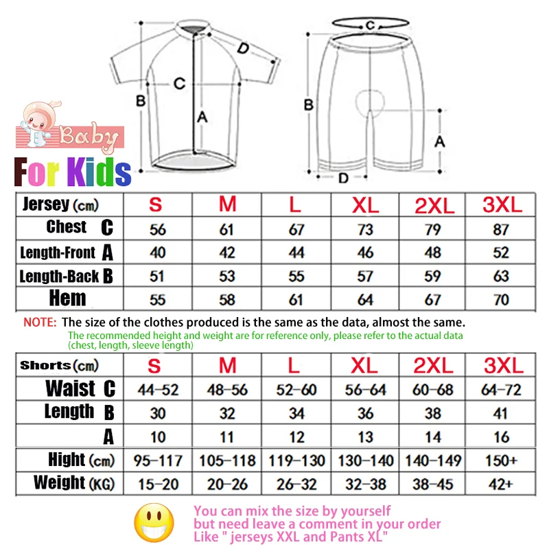 Kids Cycling Jersey Sets Short Sleeve Jerseys Kid's Bike Shorts Outdoor Road Boys MTB Cycling Clothing Kit