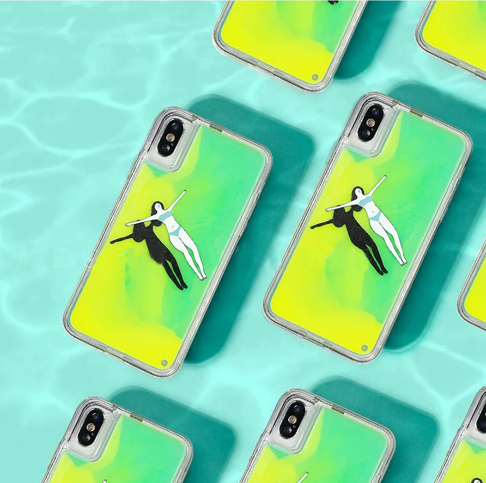 

Neon Glow Cool Summer Dynamic Cascading Glitter Case for iPhone XS Max XR X 8 7 6 6S Plus