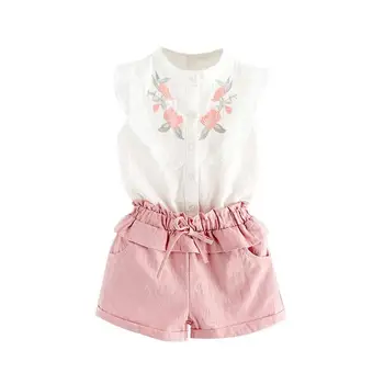 

2020 Fashion Hot Sale Toddler Kids Baby Girl Outfit Clothes Embroidery T-Shirt Tops+Shorts Pants Set Baby Set Clothing 6.19