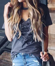 T-shirt manches courtes col en v pour femme, Tee-shirt Sexy femme imprimé, Streetwear, collection hauts à la mode
