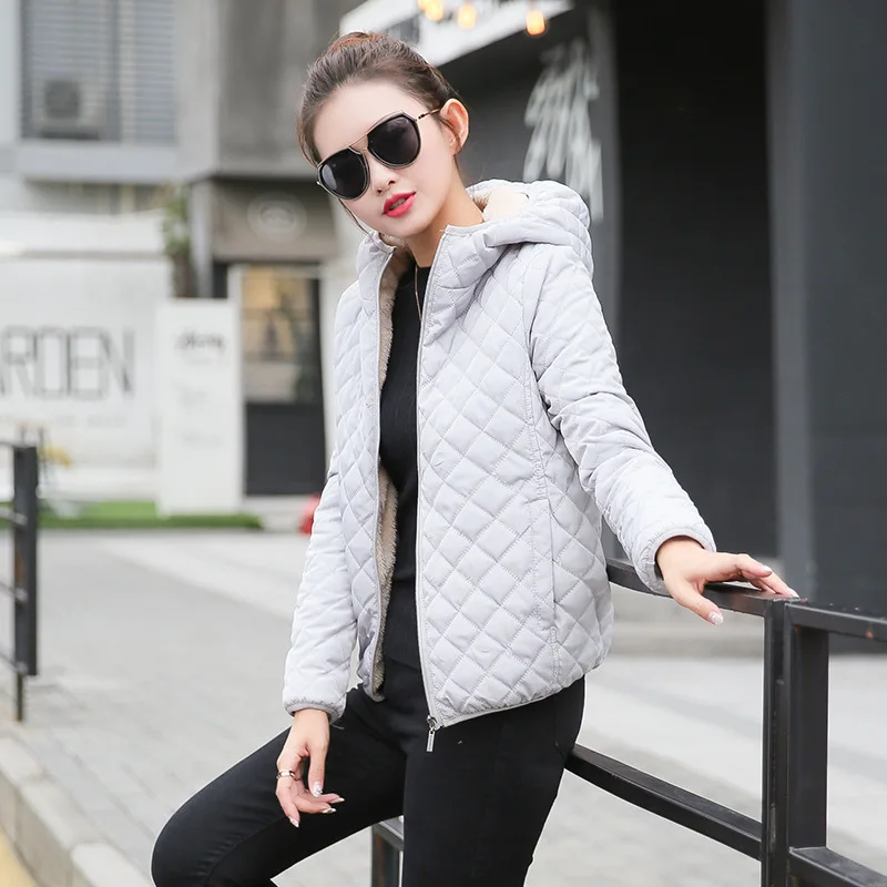Parkas basic jackets Female Women Winter plus velvet lamb hooded Coats Cotton Winter Jacket Womens Outwear coat
