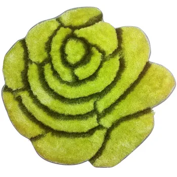 

NiceRug Hotsale Durable 3D Design 35" Diameter Shaggy Cozy Green Rose Flower Shaped Decoration Area Rug Carpet Floor Mat