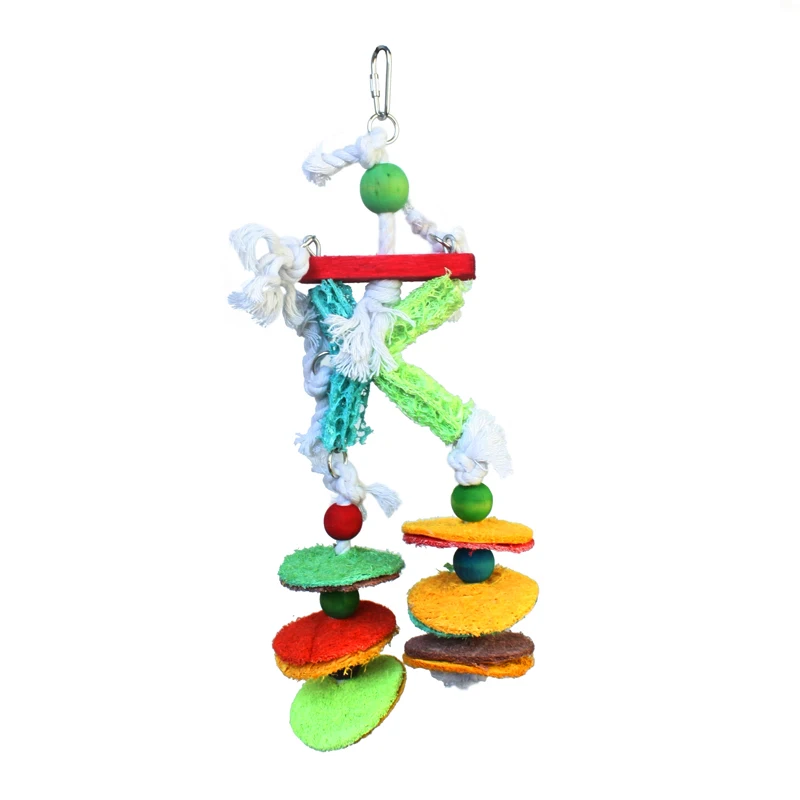 Loofah bird toys Handcraft Non toxic eco friendly Colorful Bird Toy