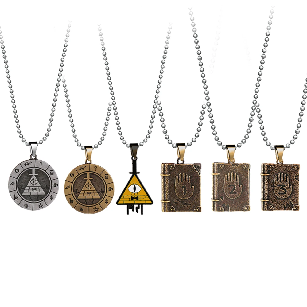 

New Gravity Falls Necklace For Men Metal Bead Chain Journal 3 Diepsloot Diary LOGO Book Shape Chocker Pendant Necklace Women