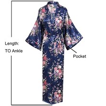 Японский стиль, женские халаты для невесты, с цветочным принтом, атласная ночная рубашка, половина рукава, летнее сексуальное кимоно, халат, платье, пижама, 3XL