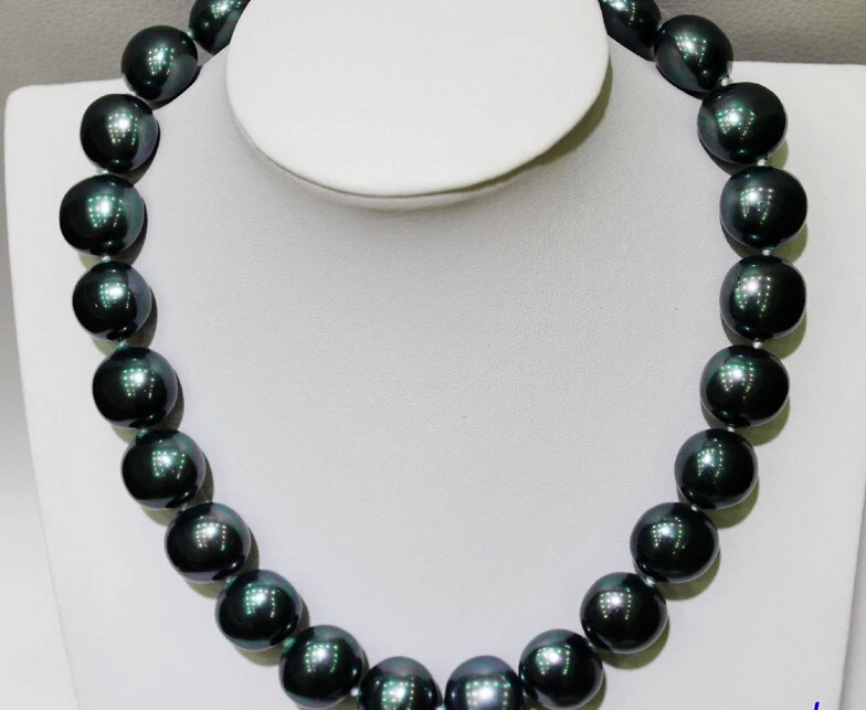 

11.21 Green Mother of pearl Necklaces 16-19x16mm 17.5INCH Bone Alloy "handmade