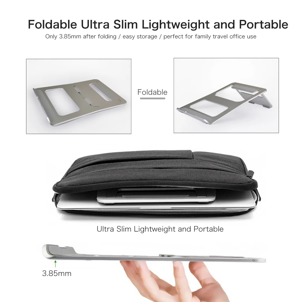  Ergonomic Design Aluminum Alloy Laptop Stand Desk Dock Holder Bracket Cooler Cooling Pad Foldable f